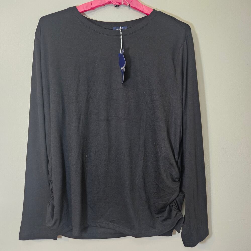 Sampeel Black Long Sleeve Top 3XL Ruched Soft & Stretchy NWT